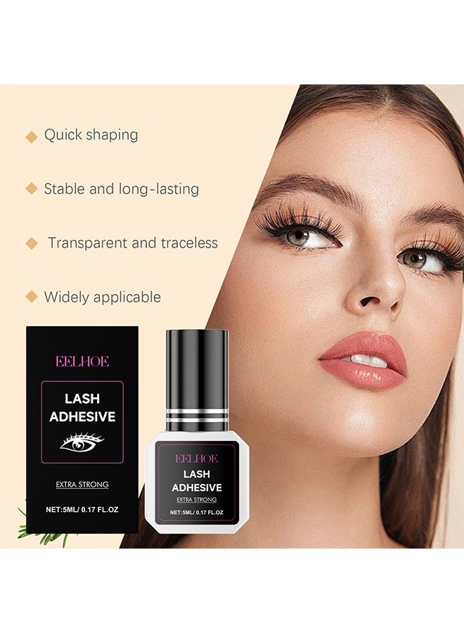 إيلهو لاصق الرموش، غراء تمديد الرموش، غراء احترافي لتمديد الرموش لتثبيت قوي ومرونة عالية، تثبيت فائق، يجف فوراً، منخفض الأبخرة وغراء أسود قوي للغاية - Image 5